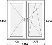 Двухстворчатое поворотное/поворотное-откидное