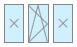 окно с 2 глухими и поворотно-откидной створкой